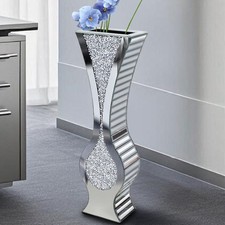 Large Vases Tall Crushed Diamond Floor Vase Silver for Living Room Home Decor