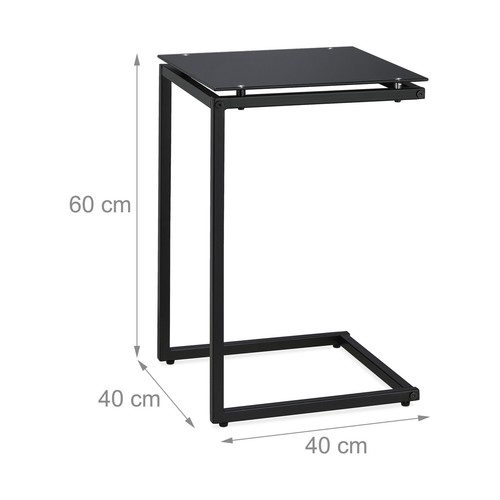 Mesa auxiliar metal mesita lateral negra 4,6 kg 60 cm mesa auxiliar cristal - Imagen 4 de 8