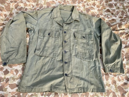 WW2 US Army HBT 13 Star Shirt Jacket Herringbone Size 38R