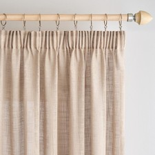 Linen curtains with curling ribbon curtains living room linen effect semi-transparent...
