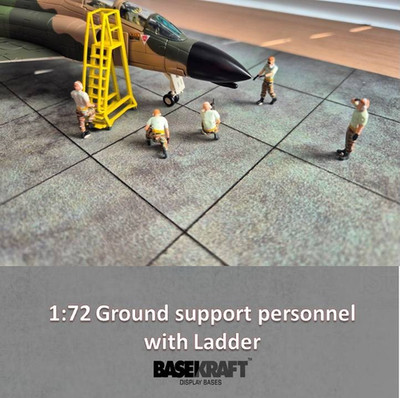 Basekraft 1/72 aircraft ground support crew with ladder for diorama display