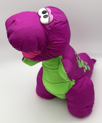 Vintage Fisher-Price Purple Dinosaur Roaring Nylon Parachute 16  Plush Toy 1992