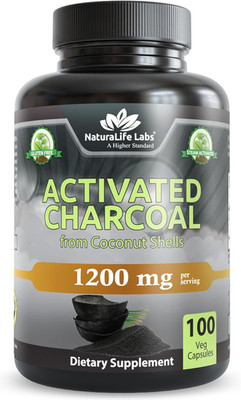 Naturalife Labs Activated Charcoal 1200mg Coconut Shell 100 Capsules
