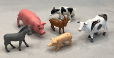 Vintage Farm Animal Figurines Lot PVC Plastic Pig Cow Goat Donkey Miniatures