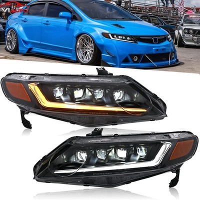 LED Projector Headlight Assembly For Honda Civic 2006-2011 Front lamp Sequential