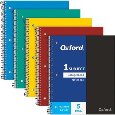 1 Subject Spiral Notebook, Notebook for School, Plastic Covers, Back to School