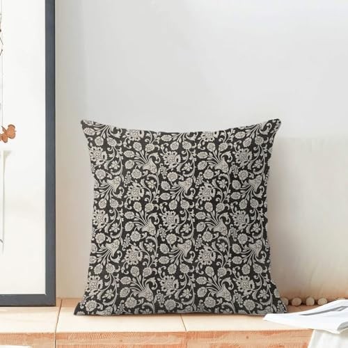 Blockdruck Paisley Blumen Kissenbezüge 18" x 18" (2er Pack) Druck Schwarz1 - Bild 3 von 7