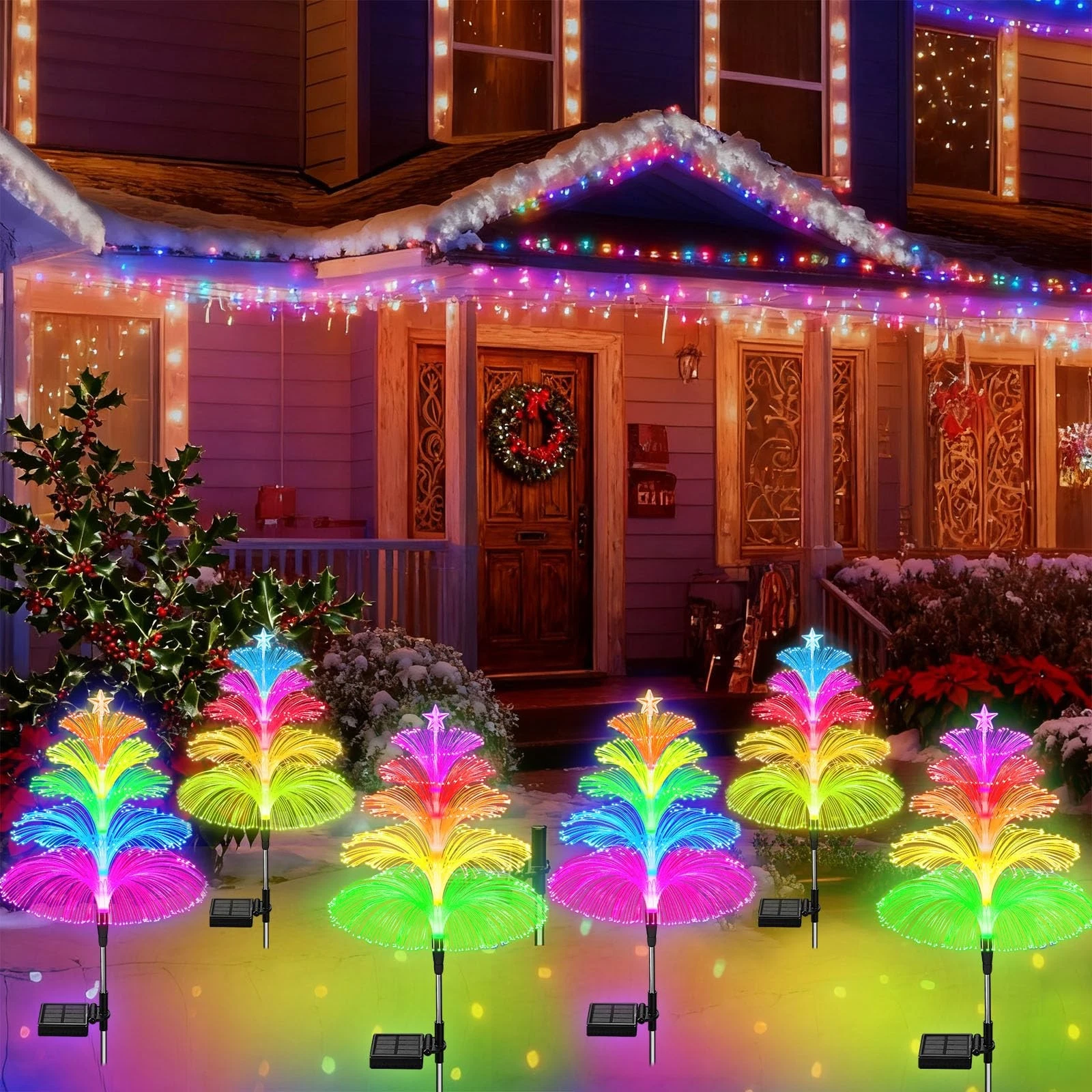 Solar Garden Lights Waterproof 3 Pack 7 Color Changing Outdoor Decorative Rai...