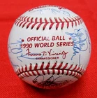 1990 OAKLAND A'S TEAM SIGNED WORLD SERIES BASEBALL HENDERSON LARUSSA MCGWIRE +++