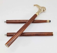 Medium Lion Head Brass Handle Wooden Walking Cane  Handmade Collectible Gift