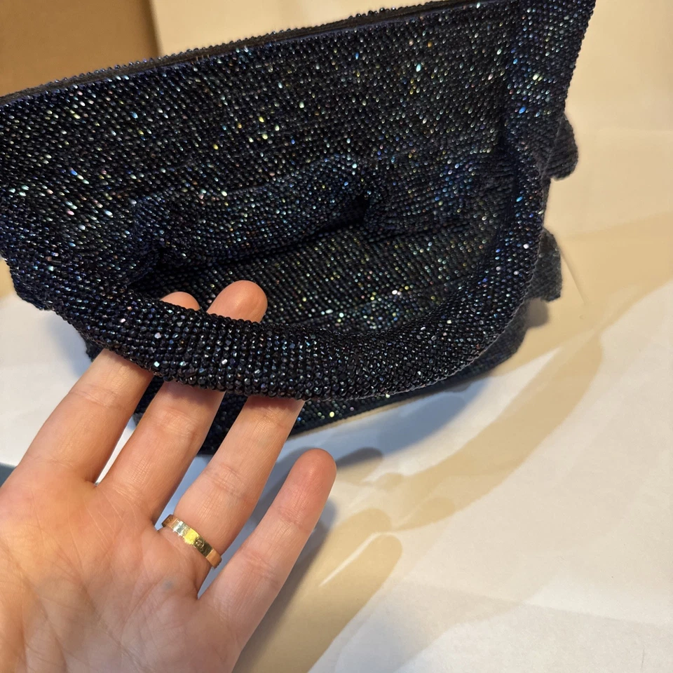 Bolso de mano vintage azul púrpura iridiscente con cuentas de los años 40 y 50 Foto 2 de 4