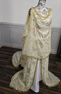 melhfa chaoui braut outfit chaouia 3 teilig creme und gold mit schleppe gr...