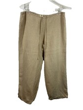 EILEEN FISHER Natural Linen Wide Leg Pants Beige Coastal Grandmother Lagenlook S