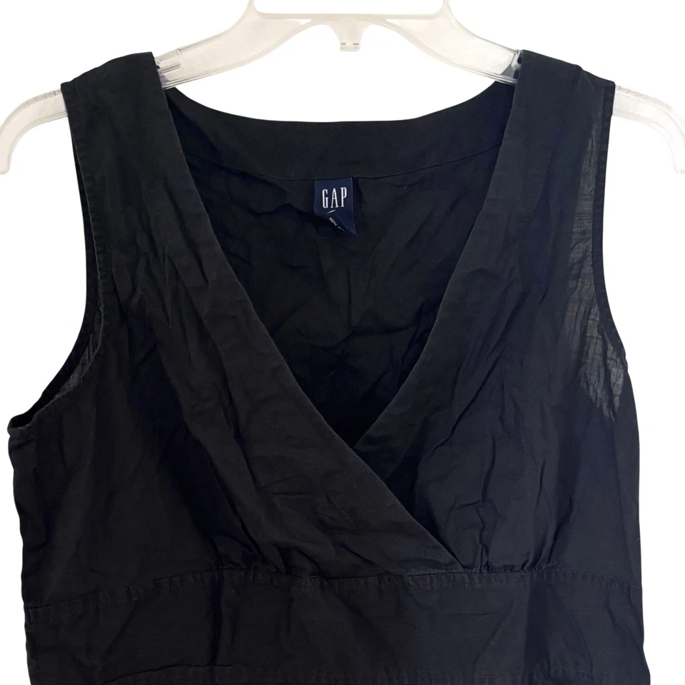 Top Babydoll Vintage Y2K GAP Mujer Talla L Negro Algodón Sin Mangas Minimalista Foto 3 de 4