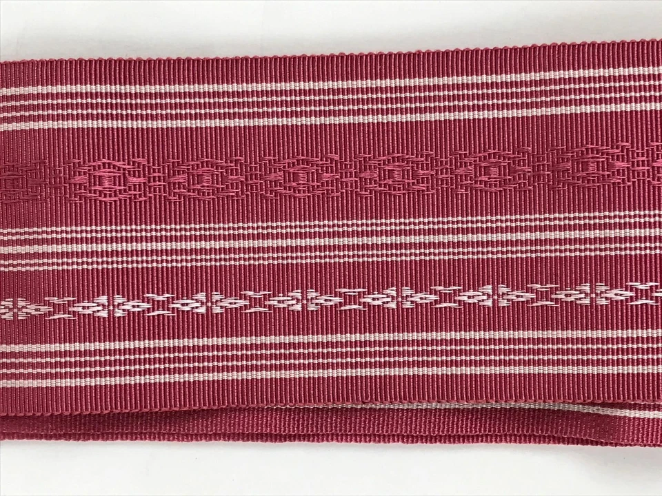Accesorio japonés Obi Chikuzen Hakata Ori de colección Yukata seda rosa blanco OJ193 Foto 3 de 4
