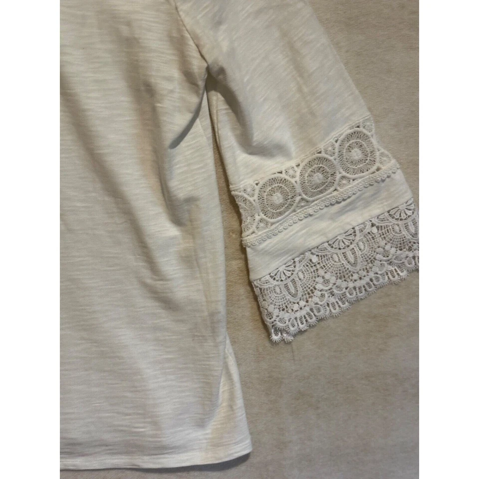 Top de encaje Love de mezcla de algodón blanco para mujer CHICO'S talla 1 M cápsula boho carrera Foto 3 de 4