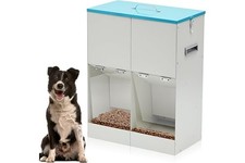 Willinglong Gravity Automatic Dog Feeder for 2 Dogs 46 lbs Capacity Galvanized M