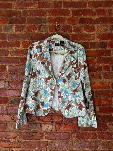 Nicole Miller Y2K Swirl Print Blazer, Corded Jacket