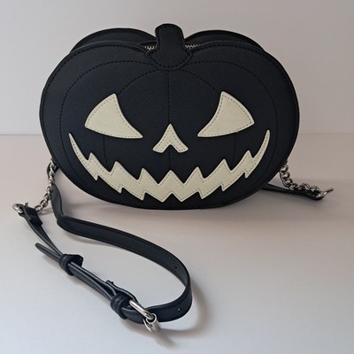 Mad Engine Fine By Me Black Pumpkin  Glow In The Dark Crossbody Purse
