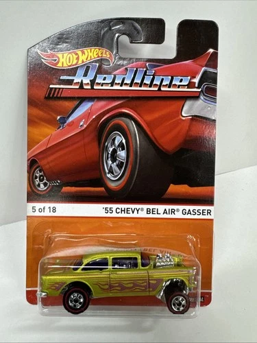 Hot Wheels Redline 55 chevy bel air gasser 5/18 Metal Base Rare Vhtf w/Protector