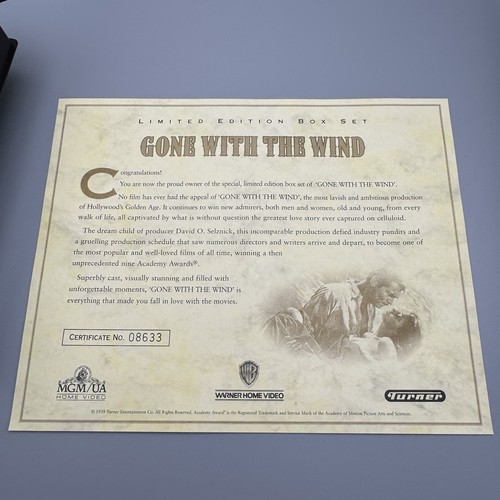 Gone With The Wind VHS Special Limited Edition Box Set Collectable Certificate - Picture 6 of 12