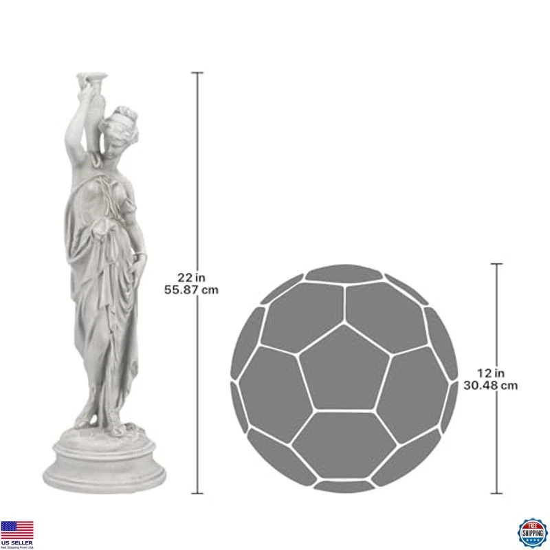 Dione the Divine Greek Water Woman Garden Statue, 22" Cast Stone Resin Decor - Image 4 of 4