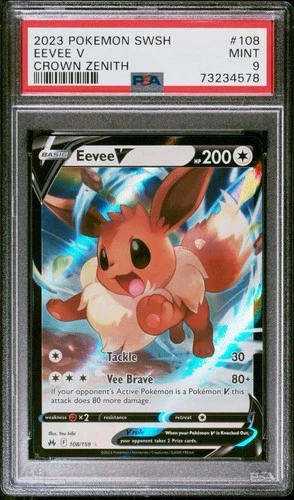 2023 POKEMON SWORD & SHIELD CROWN ZENITH #108 EEVEE V PSA 9