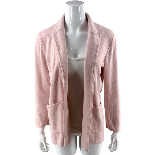 J Crew Factory Womens Sweater Blazer Size Medium Pink Cotton Open Front