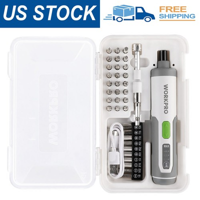 #ad #ad WORKPRO 4V Electric Screwdriver Rechargeable Cordless Screwdriver Set w 35 Bits $21.79