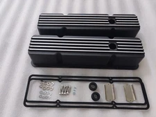 NEW 58-86 SBC Chevy 327 350 400 Aluminum Tall Retro Finned Valve Covers w/GASKET