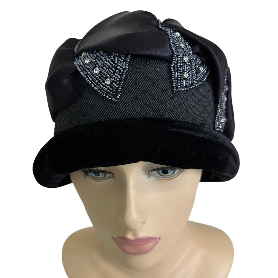 Chapéu Patricia Josephine ASD Feminino Preto Cloche Flapper 1920 Pequeno/Médio 22 1/2" - Imagem 2 de 4