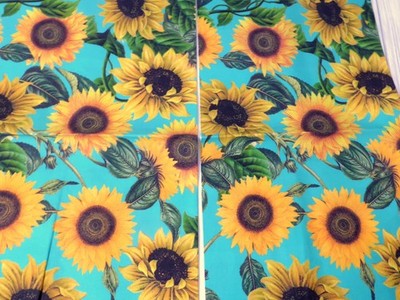 Spoonflower Vintage Style Sunflower Fabric 2 pcs. Cotton Quilt Craft