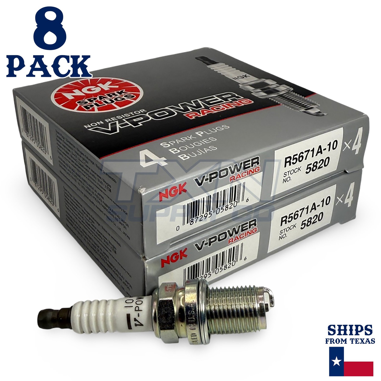 8 Pack NGK V-Power 5820 Spark Plugs R5671A-10