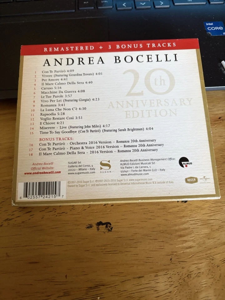 Andrea Bocelli Romanza 20th Anniversary Edition Remastered CD 2016 Decca - Image 2 of 2