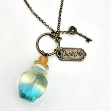 Disney Alice in Wonderland 3 Charm 30"-34" Necklace Drink Me Potion Bottle & Key