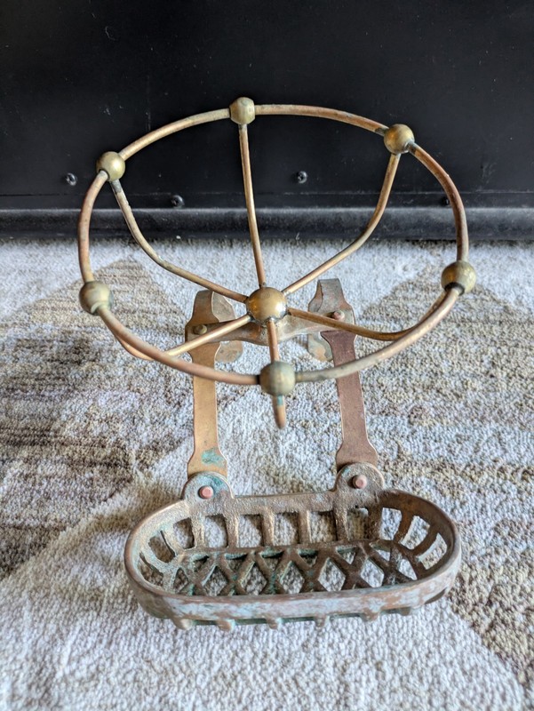 Vintage Brass  Soap Dish With Sponge Holder  Claw Foot Tub Rim Mount