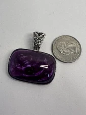 Lia Sophia Grape Purple Silver Slide Pendant Msrp $35