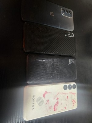 OnePlus, Infinix, Koobee, Vortex Lot of 4 Smartphones Cracked Screens Parts