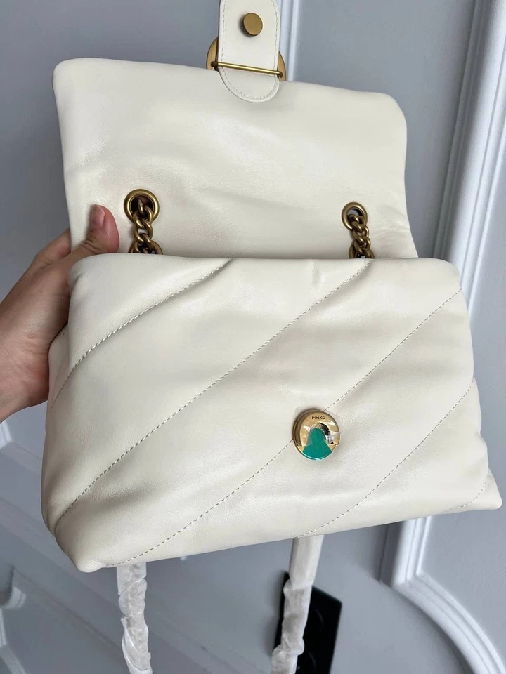 OUTLET PINKO Love Puff Classic Medium Size Crossbody Shoulder Bag Ivory White  - Image 3 of 4