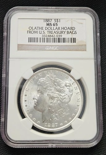 1887P Morgan Dollar NGC MS65 Olathe Dollar Hoard