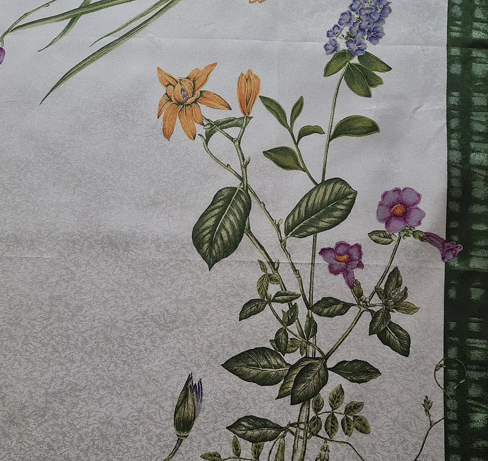 BUFANDA VINTAGE AUTÉNTICA LOGOTIPO DE JIM THOMPSON ARTE FLORAL ORQUÍDEAS SEDA 33" CUADRADA Foto 2 de 4