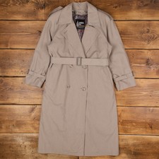 Vintage London Fog Trench Coat Xs 90s Petite Belted Paisley Liner Usa Made