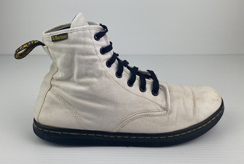 Dr Martens White Tan Canvas Lace-Up Combat Military Women's Boots US 9.5 - Picture 2 of 13