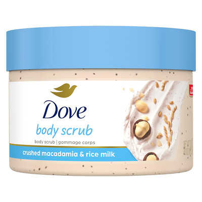 Dove Body Scrub, Macadamia & Rice Milk, Reveals Visibly Smoother Skin, 10.5 oz