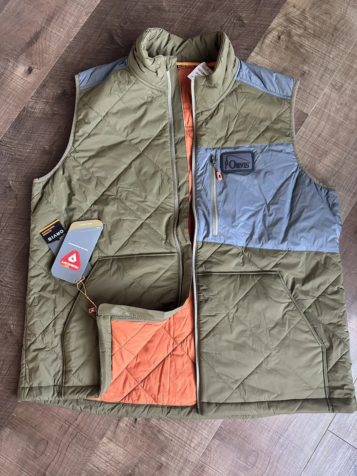 ORVIS - Diamond Peak - Quilted Vest - XL - Olive Blue - Hunting - Fishing