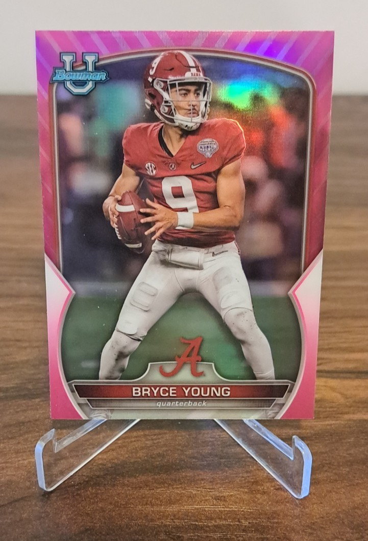Bryce Young 2022 Bowman University Chrome Pink Refractor Alabama Crimson Tide #1