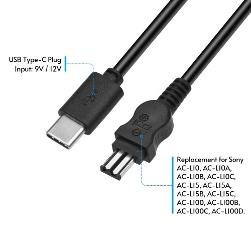 USB Type-C to AC-L15 Power Supply Adapter Camcorder Charge Cable for Sony AC-L10 - Picture 5 of 5