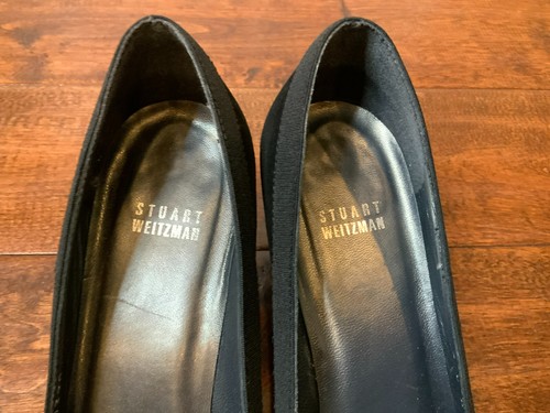 Stuart Weitzman Black Suede Square Toed Heels Pumps, Size 8.5 - Picture 4 of 9