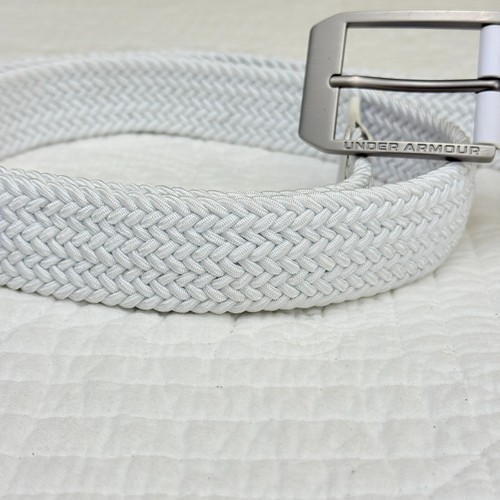 Under Armour White Golf Belt Braided Men's Sports Woven No-Hole Stretch 46" EUC - Picture 4 of 8