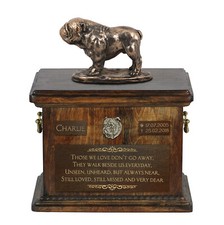 Bulldog - urn for dog ashes, urn with a statuette, personalized urn for dog ashe